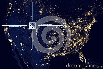 a view from satellite on the earth surface, geolocation, gps coordinates. elements of this image furnished by nasa Stock Photo