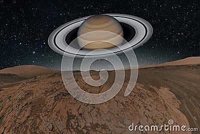 View of Saturn from a planet. Elements of this image furnished by NASA Stock Photo