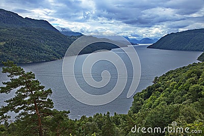 View of Saudafjorden at the scenic route Ryfylke in Norway Stock Photo