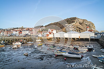 View of Scarborough Harbour and Castle Editorial Stock Photo