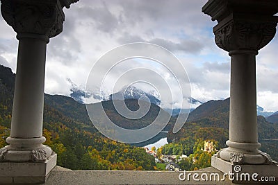 View of Schwangau from Neuschwanstein Stock Photo