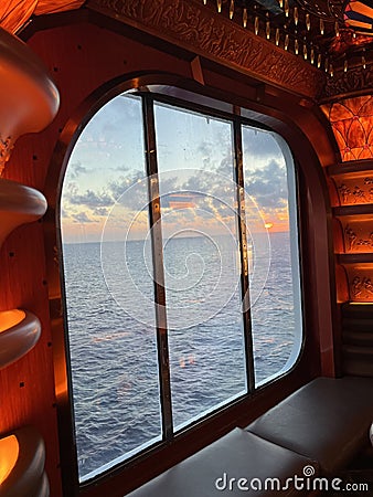 Cruise Ship Cabin Window View Stock Photo