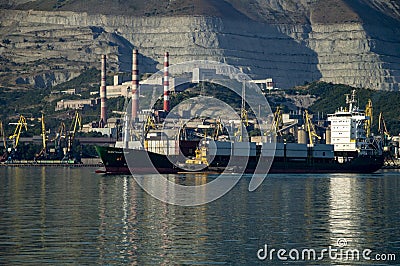 View of sea ships in the gulf of Russia Editorial Stock Photo