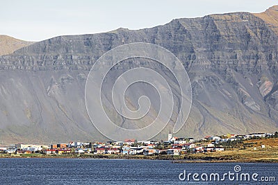 View from the sea - Stykkisholmur, small fishing town in Iceland Stock Photo