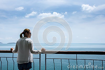 View of sea water Clouds on a blue sky over summer sea Stock Photo