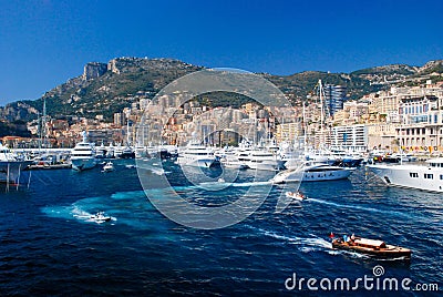 View of the seaport and the city of Monte Carlo in Monaco Editorial Stock Photo