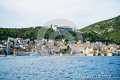 View of the seashore from yacht. Editorial Stock Photo