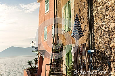 View of the seaside village of Tellaro. Lerici. Stock Photo