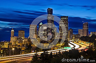 The View of Seattle from Dr Jose Rizal Bridge Stock Photo