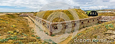 A view of the seaward corner of the ruins of the Shoreham Fort at Shoreham, Sussex, UK Stock Photo