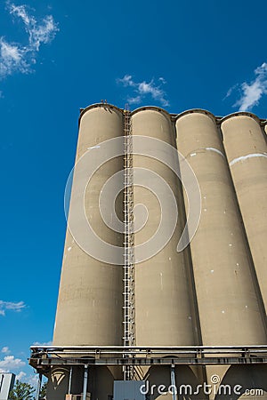 View of section of a grain elevator, an agrarian facility complex used to stockpile and store grain Stock Photo