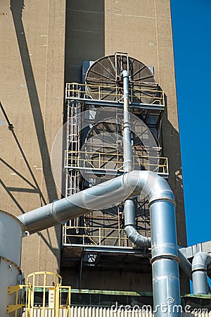 View of section of a grain elevator, an agrarian facility complex used to stockpile and store grain Stock Photo