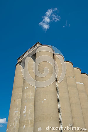 View of section of a grain elevator, an agrarian facility complex used to stockpile and store grain Stock Photo