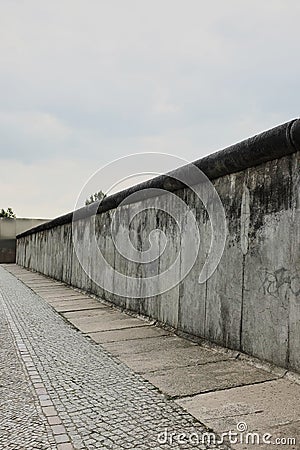 View of a section of the original east-west Berlin wall, part of the Berlin Wall Memorial at Bernauer strasse, east Berlin, German Stock Photo