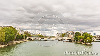 View of Seine and Ile de la Cite in Paris Stock Photo