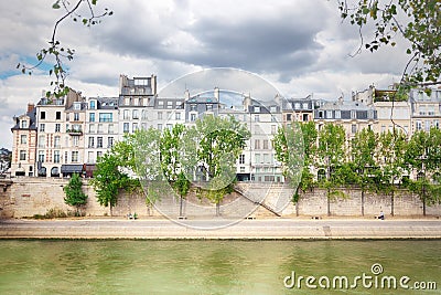 View of the Seine from Quai des Grands Augustins Stock Photo