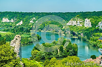 View of the Seine River at Les Andelys in Normandy, France Stock Photo