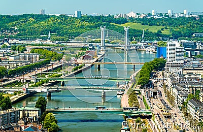 View of the Seine River in Rouen, France Stock Photo