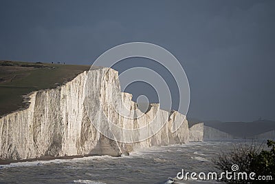View of the Seven Sisters from Seaford Head in Sussex, UK Stock Photo