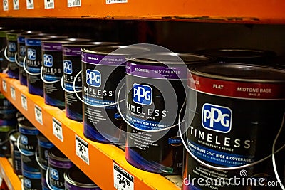 PPG paint cans Editorial Stock Photo