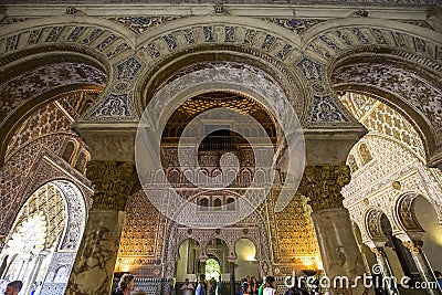 Interiors of Seville Alcazar, Seville, Andalusia, spain Editorial Stock Photo