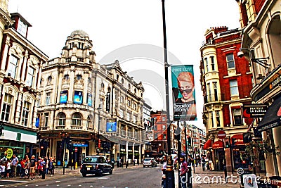 Shaftesbury Avenue theatres district London United Kingdom Editorial Stock Photo