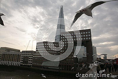 View of The Shard from the river bridge Editorial Stock Photo