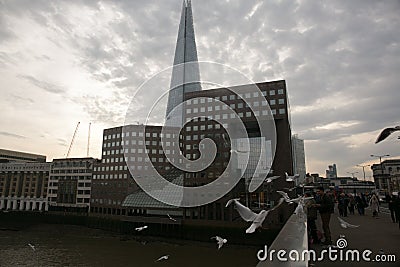 View of The Shard from the river bridge Editorial Stock Photo