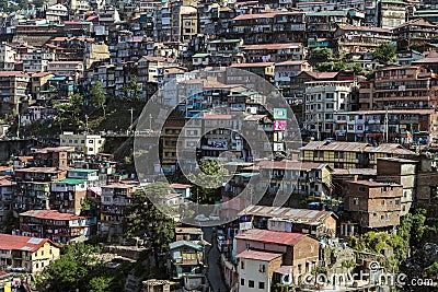 View of Shimla town in northern India. Editorial Stock Photo