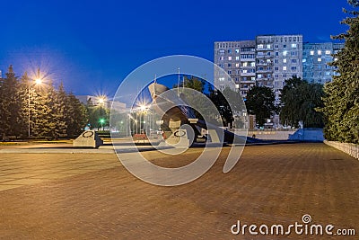 View ship at Monument to Baltic Sailors Editorial Stock Photo