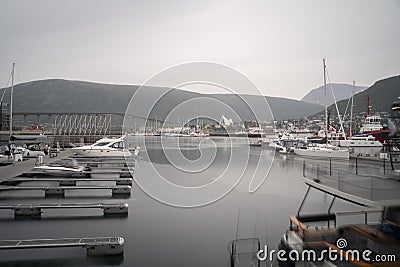 view of ships int port of Tromso, Norway Editorial Stock Photo