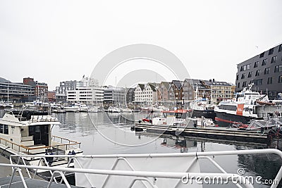 view of ships int port of Tromso, Norway Editorial Stock Photo