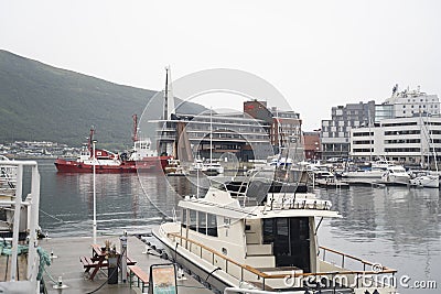 view of ships int port of Tromso, Norway Editorial Stock Photo