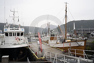 view of ships int port of Tromso, Norway Editorial Stock Photo
