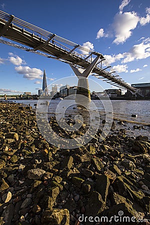 View from the Shore of the River Thames in London Editorial Stock Photo