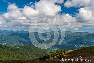 View from Sigleu Mare Mic hill in Valcan mountains in Romania Stock Photo