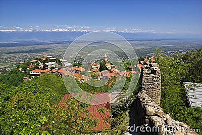 The view of Signagi and Alazani valley, Georgia Stock Photo