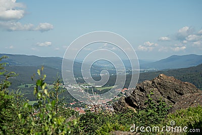 View from Silberberg to Bodenmais in Bavaria Stock Photo