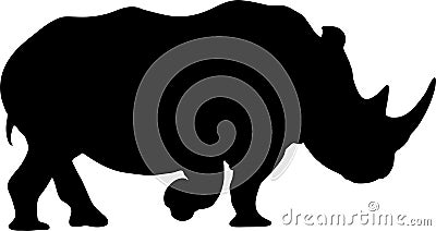 View on the silhouettes of a rhinoceros Vector Illustration