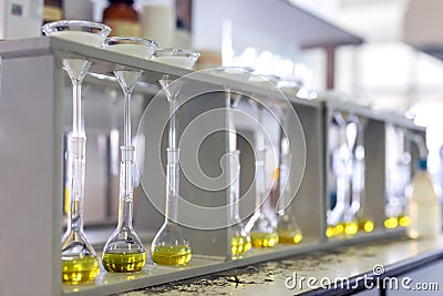 View of the simple method of copper analysis using monosodium glutamate and its application in ore analysis in the laboratuvar of Stock Photo