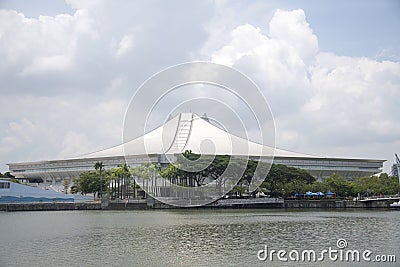 View Singapore Indoor Stadium over Geylang River Editorial Stock Photo