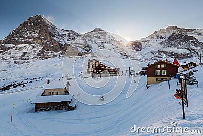 View of the ski resort Jungfrau Wengen in Switzerland Editorial Stock Photo