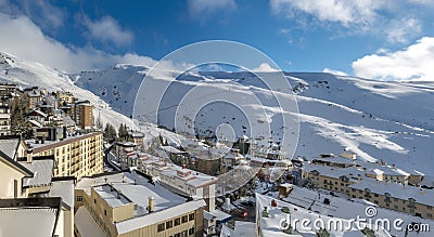 ski resort in Sierra Nevada mountains in Spain Stock Photo