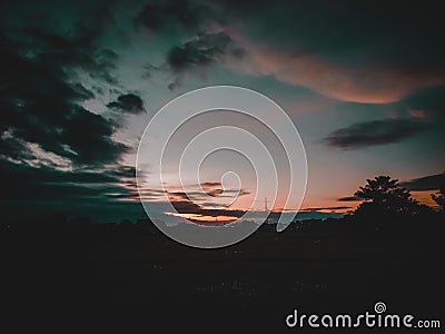 view skies sunrise dark cloud Stock Photo