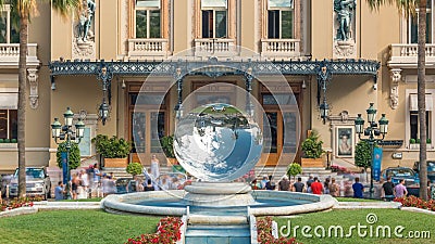 View of Sky Mirror sculpture timelapse in front casino building in Monte Carlo Editorial Stock Photo