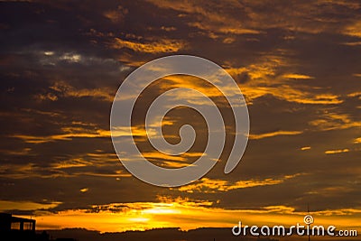 view of the sky at sunset with oren color Stock Photo