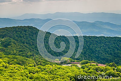 View of Skyland Resort and layers of the Blue Ridge Mountains fr Stock Photo