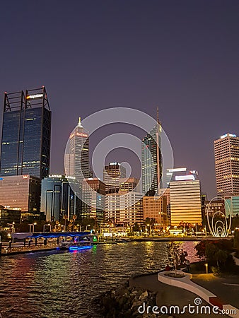 View of the Skyline of Perth and elizabeth quay Editorial Stock Photo