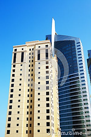 The view on skyscrapers in JBR Stock Photo