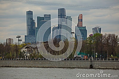 View of the skyscrapers of the Moscow City business center. Editorial Stock Photo